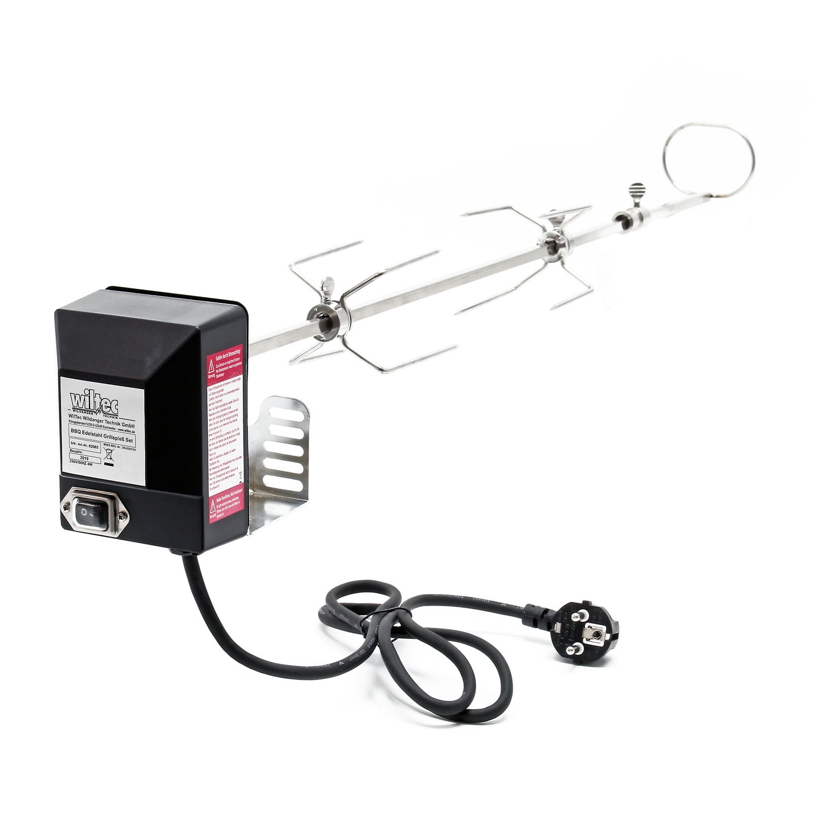 Tournebroche BBQ 112 Cm Avec 4 Fourches – Moteur 230V, Acier Inox | Pour Viandes Et Légumes - 3