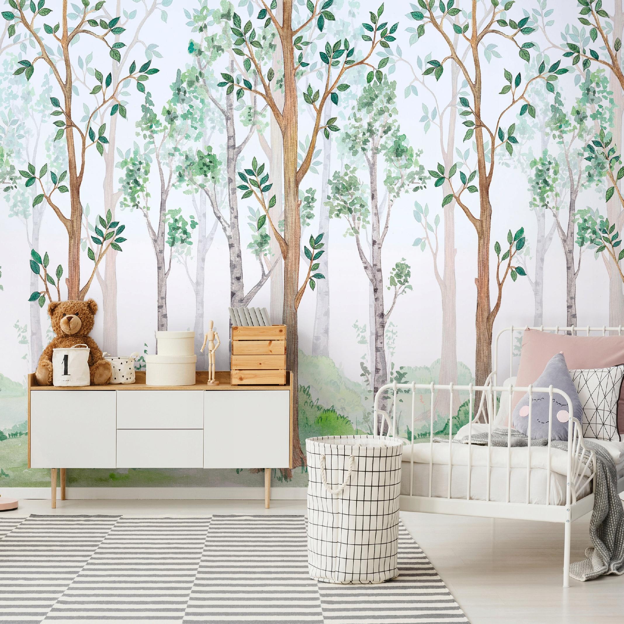 Papier Peint Enfant Forêt Intissé Panoramique 350x250 cm - Colle Inclus - Chambre et Salon - Moderne Trompe l'oeil - 2