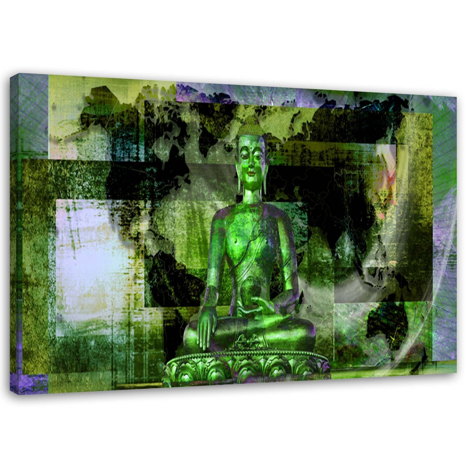 Obraz na płótnie, Budda i abstrakcyjne tło - zielony 100x70