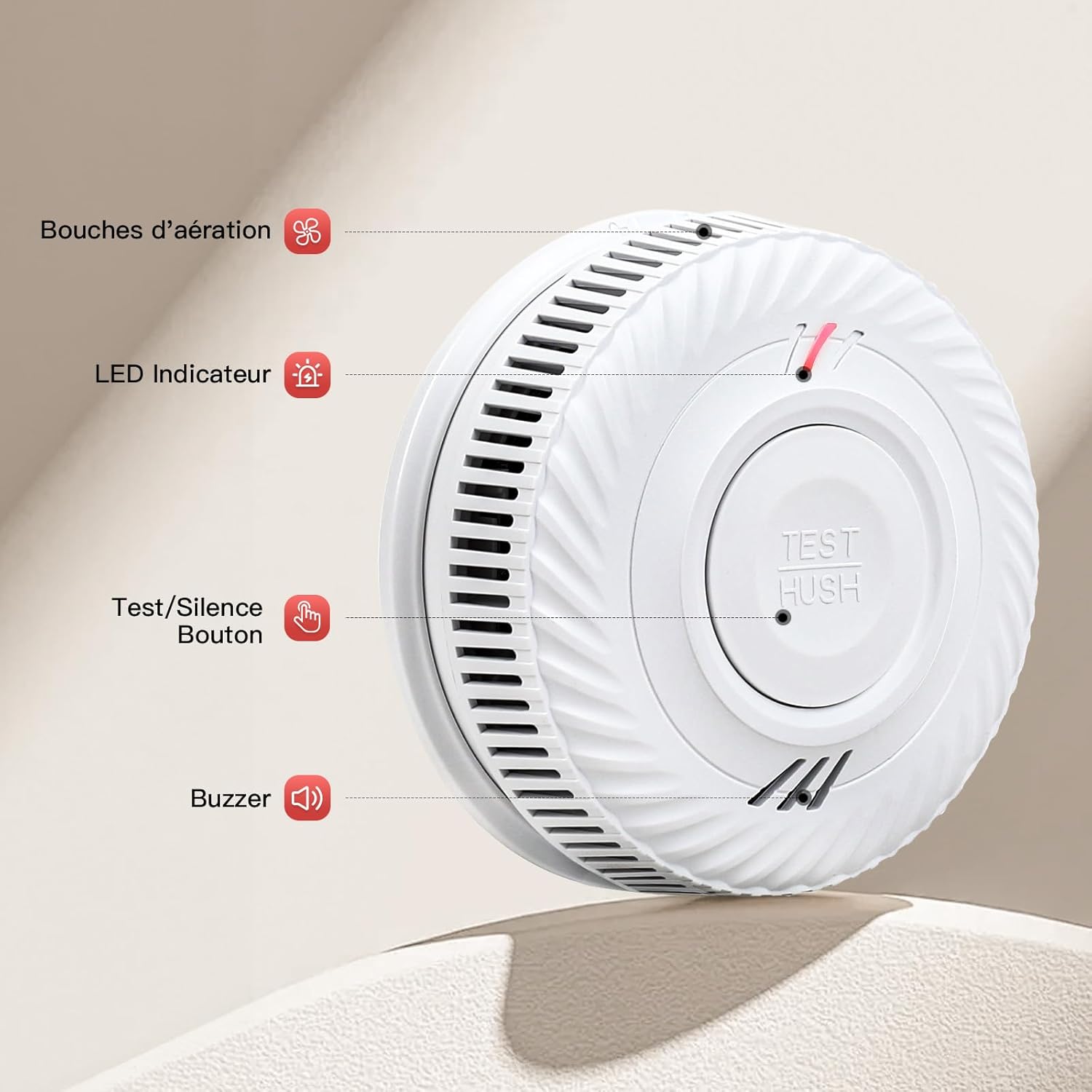Detector de humo WiFi con batería de 10 años, alarma de incendios inteligente, sensor fotoeléctrico, conforme a la norma EN14604, compatible - 5