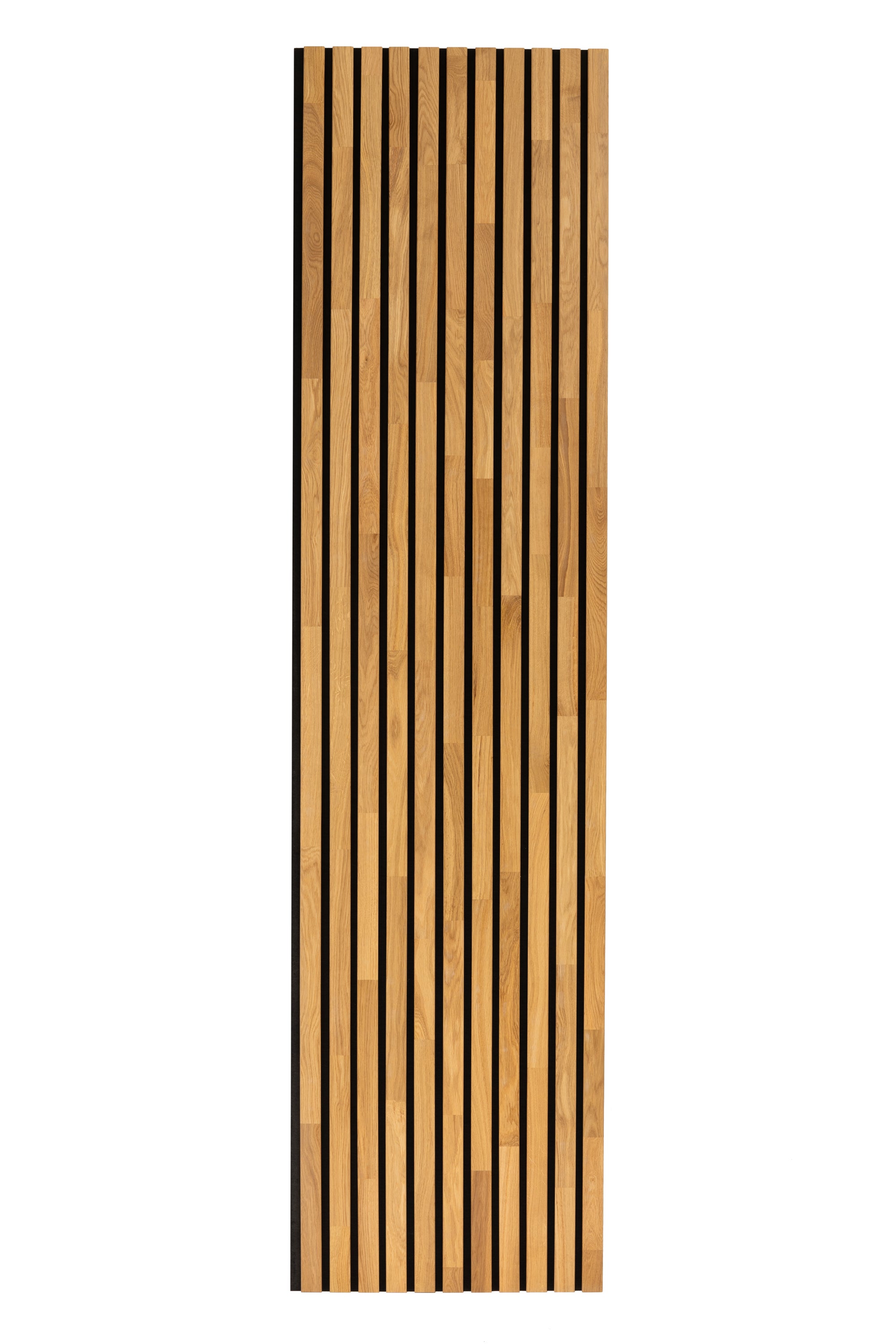 Panneau Tasseau Acoustique en Bois - Chêne Naturel - 2400x600mm - Lattes 40mm, Support en Feutre Noir - 8