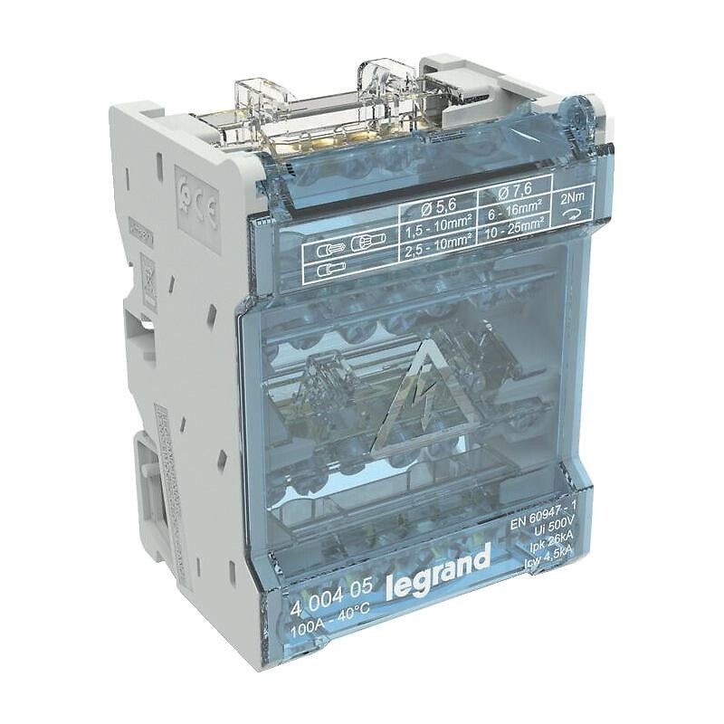 Répartiteur de phases Legrand 400405 tétrapolaire 100A 4 modules 6 départs - 3