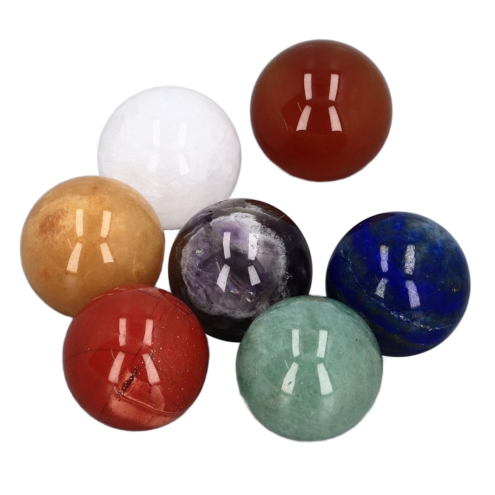 Juego de bolas de cristal de chakras con topacio y piedra roja para