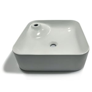 Lavabo Da Appoggio Rotondo In Ceramica Bianca 43x17 Cm - Per Bagno Moderno - Foto 12