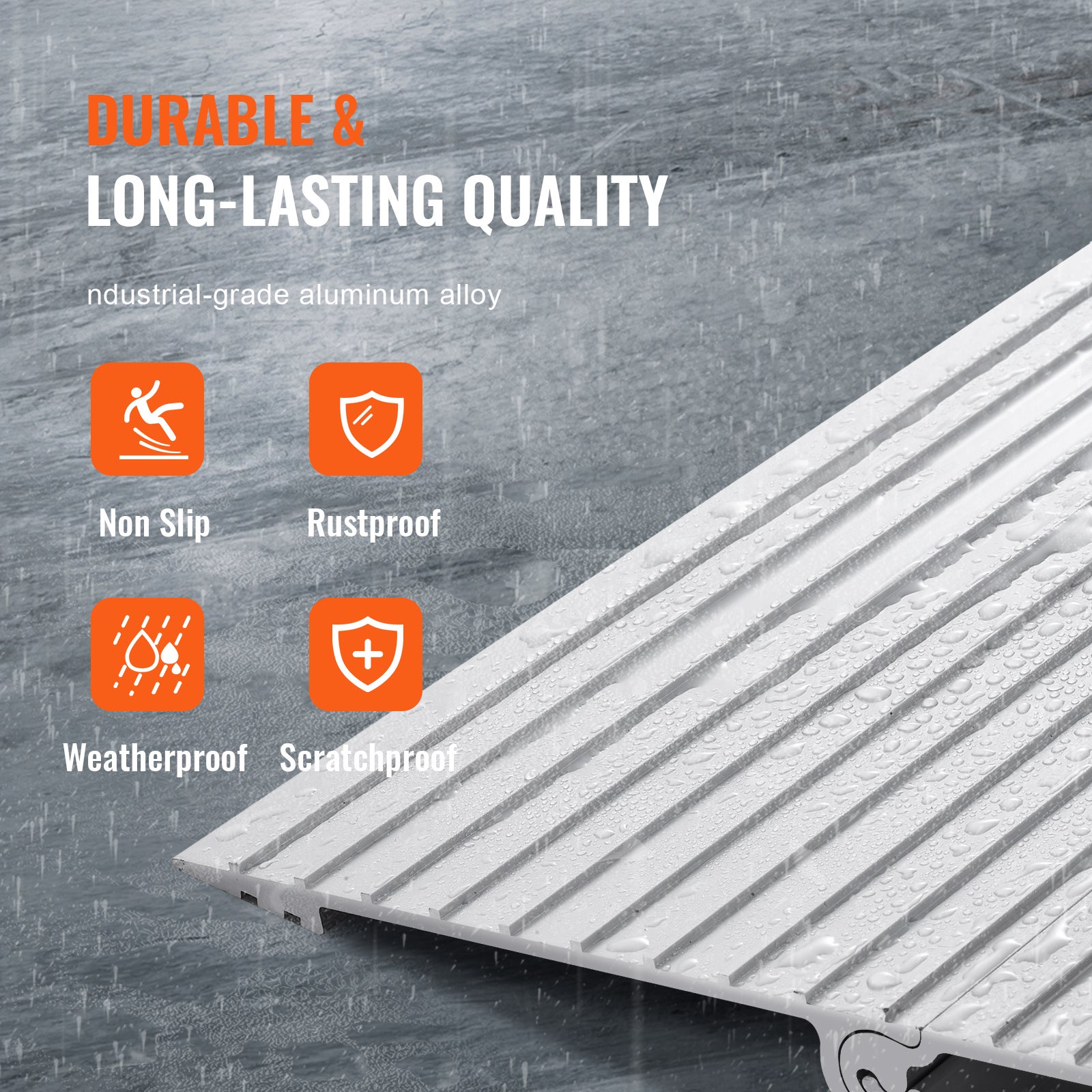 Rampe de Seuil VEVOR Hauteur 2,5 cm Rampe de Portes pour Fauteuil Roulant Capacité de Charge 362,8 kg en Aluminium Rampe Modulaire Réglable Fauteuils - 4