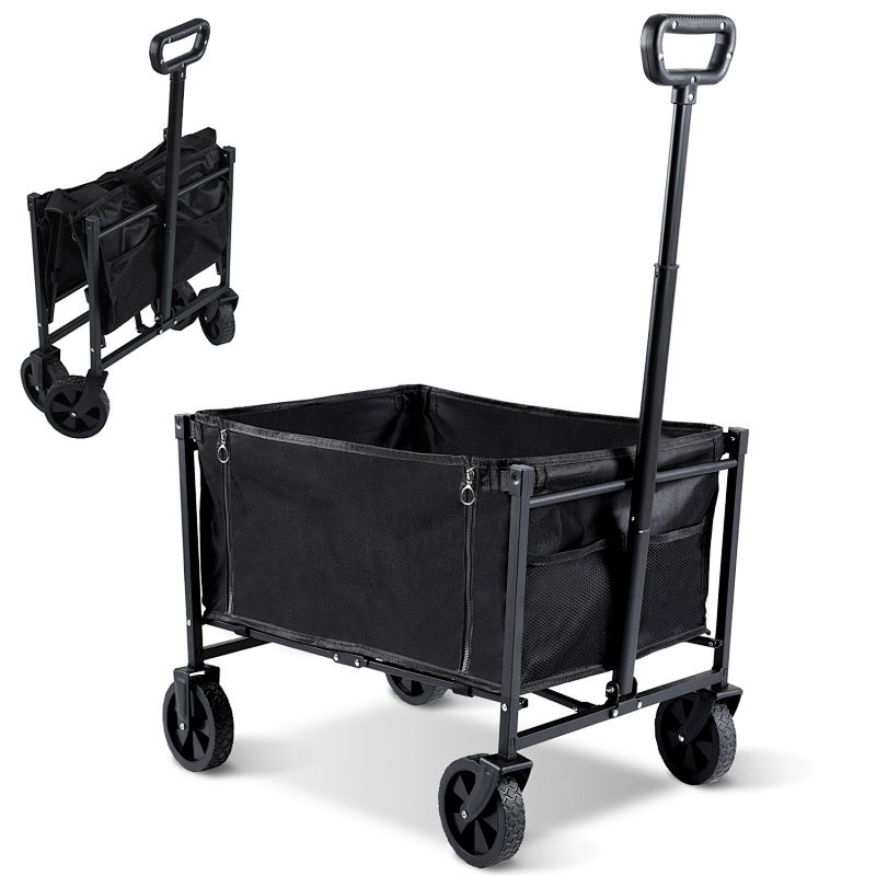 Carro de jardín 60 l carro de transporte plegable, para acampada, jardinería, compras carga máx. 80 kg asa ajustable