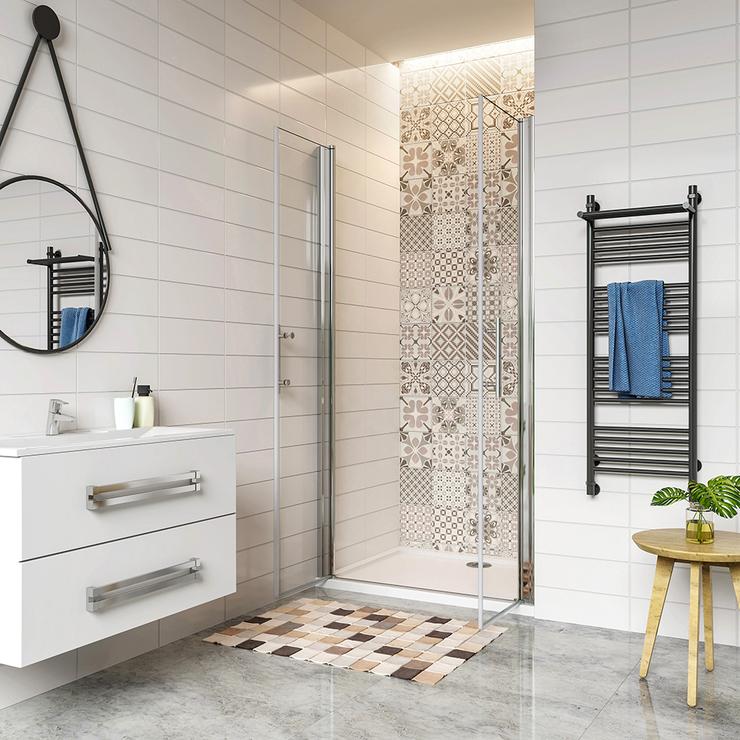 Aica Douche Italienne Receveur 100x70cm Avec Porte De Douche Battante 100cm Hauteur 187cm - 2