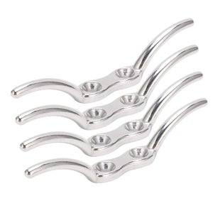 Lot De 4 Crochets à Taquets Métalliques Argentés 150mm - Pour Bateau, Quai, Kayak, Ligne à Linge