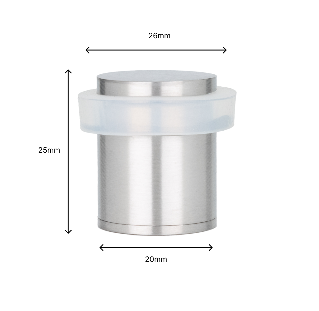 Lot de 4 butées de porte 20 x 25 mm pour sol, acier avec caoutchouc de protection blanc, montage à vis, Herrajes EVI - 4