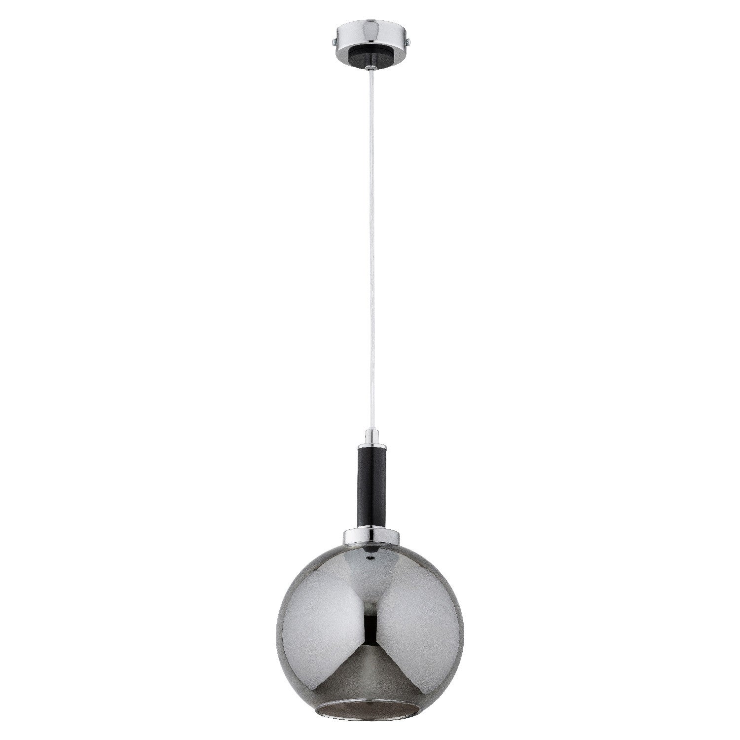 Lampa wisząca Hetty chromowana czarna-dymiona 1xE27x15W nowoczesna wym: 90 x 25 x 25 cm szkło Alfa