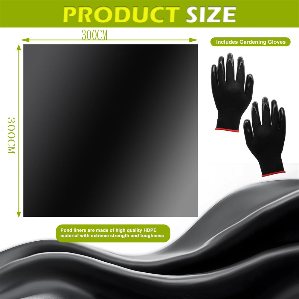 Bâche de bassin, bâches pour bassins extérieurs, bâche noire pour bassins à poissons koï, ruisseaux, fontaines et cascades de jardin 3 x 3 m - 2