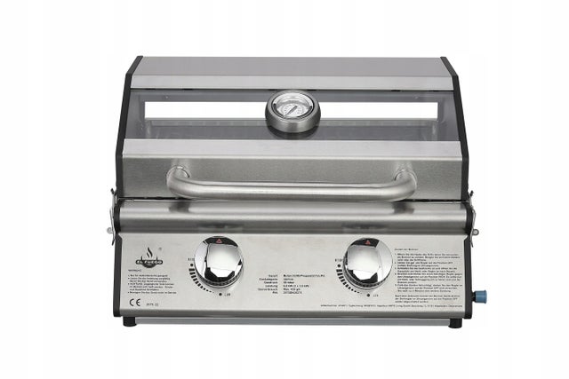 STOŁOWY GRILL GAZOWY TURYSTYCZNY EL FUEGO JESOLO Z SZYBĄ 6KW STAL +REDUKTOR