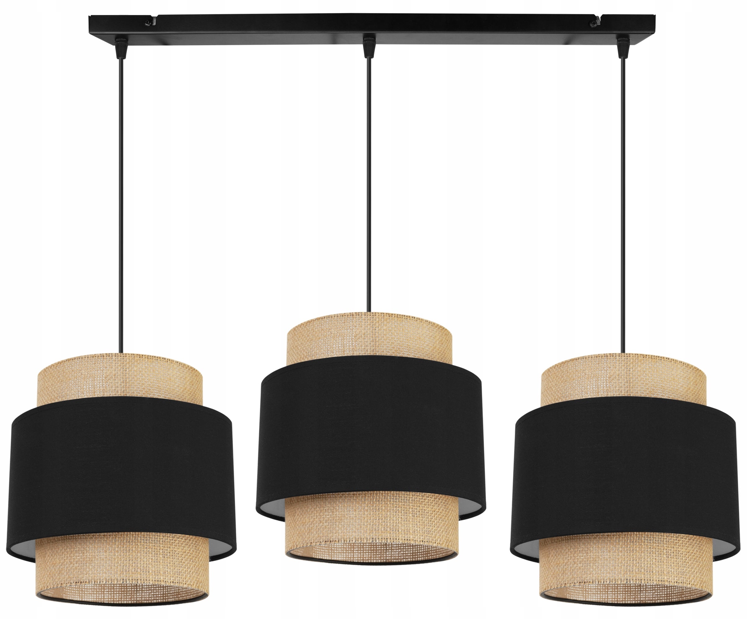 Lampa sufitowa wisząca Boho loft 3xE27 abażur juta czarny Light Home LH
