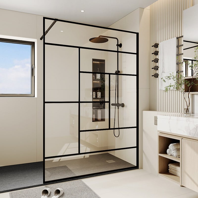 Ścianka prysznicowa w industrialnym stylu SEFANA - 140x200 cm - kolor czarny