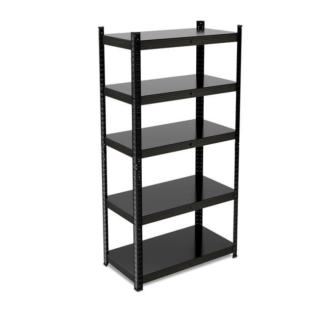 Relaxdays Étagère à charge lourde, HxLxP : 150x75x30 cm, jusqu’à 875 kg, 5 niveaux, cave, garage, stockage, acier, noir