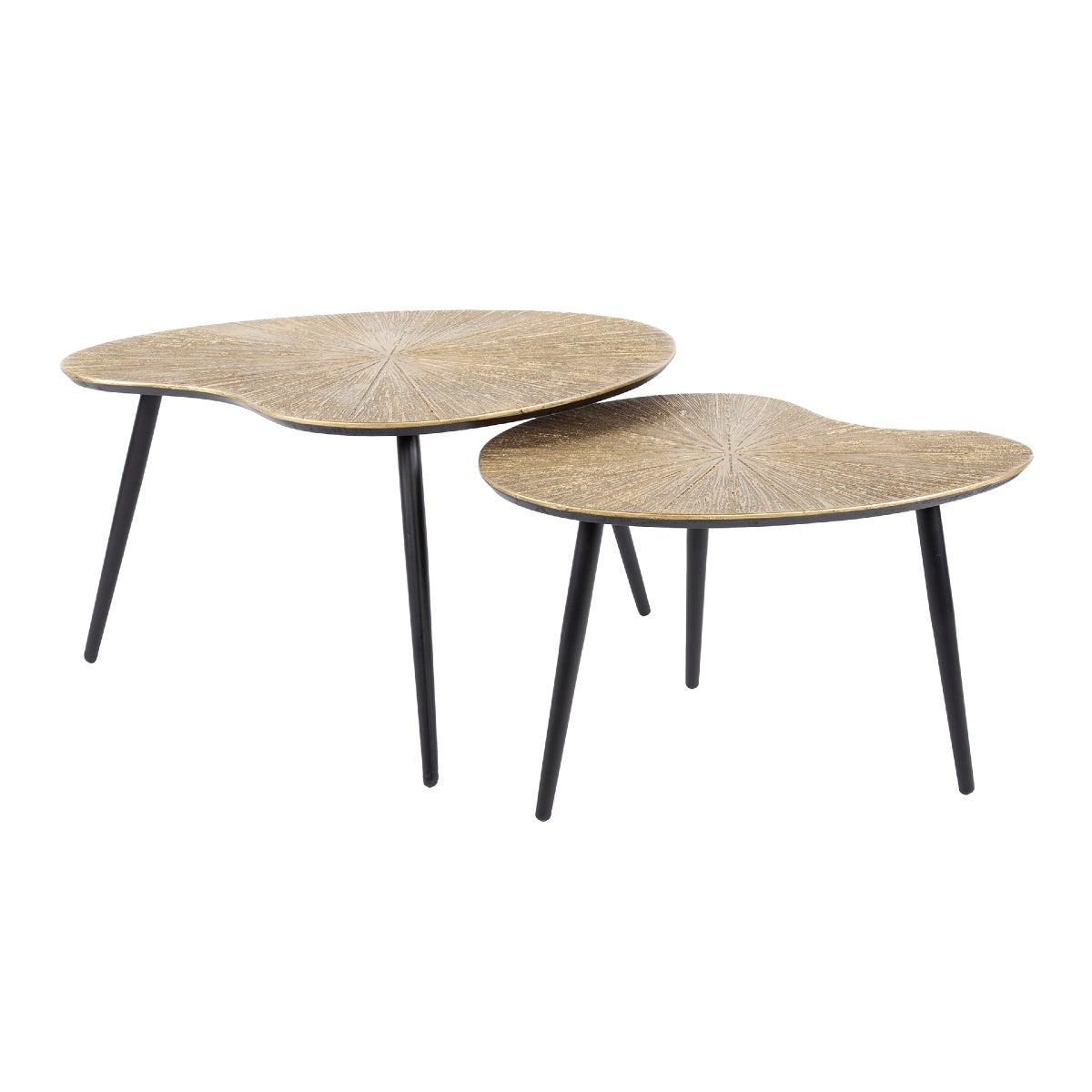 Table basse gigogne organique en métal doré YATO2 (lot de 2) - 2