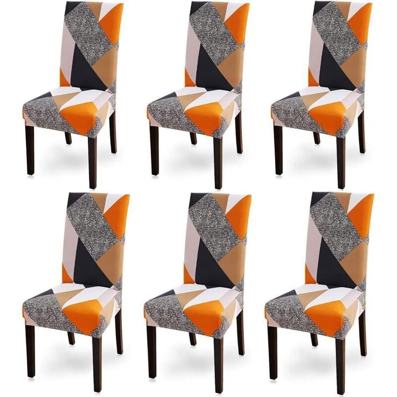 Huse de scaun, 6 piese, elastice, detașabile, lavabile, moderne, pentru sufragerie, huse decorative