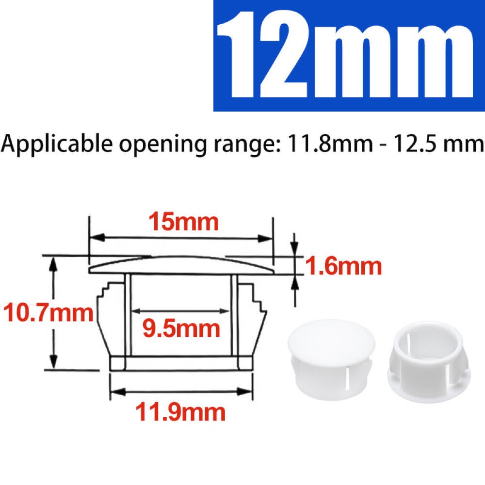 Embouts d'insertion - Embouts de fixation ronds verrouillables - Pour tubes de poteaux de clôture de meubles - 12 mm, 30 unités - Blanc - 2