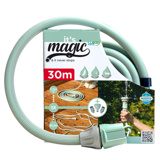 Tubo da Giardino Acqua Flessibile Estensibile 30m, 8 Funzioni di