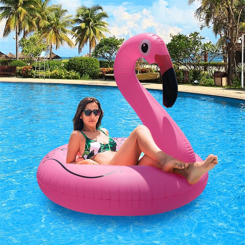 Bouée Flamant Rose Gonflable avec LED Solaire, Matelas de Piscine Lumineux 42 x 36 Pouces, Flotteur Piscine Adulte - 2