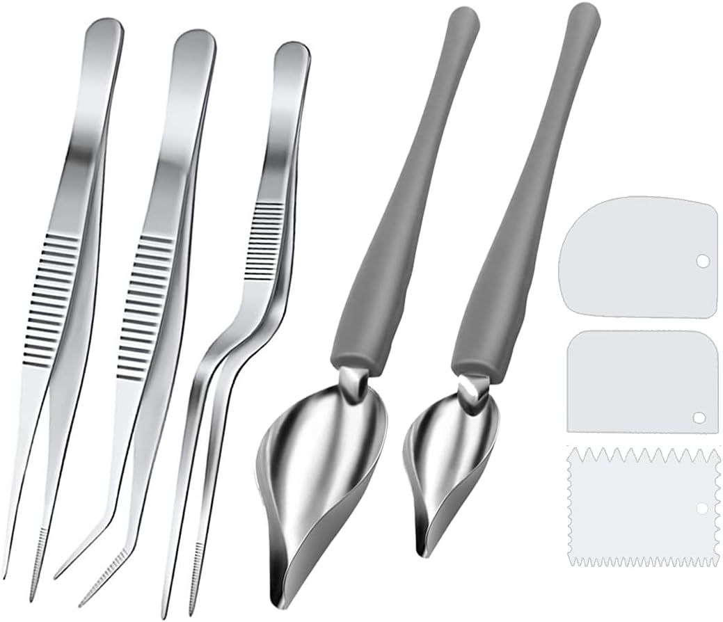 Zestaw sztuk Chef Art Crayon ze stali nierdzewnej Zestaw narzędzi do rysowania kulinarnego Szczypce do żywności Zestaw plastikowych skrobaków ciasta