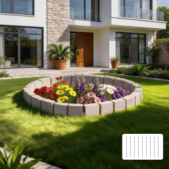 Bordure de Jardin VEVOR Imitation Pierre 4,7 m Bordure de Parterre Aspect Pierre Plastique pour Pelouse Allée
