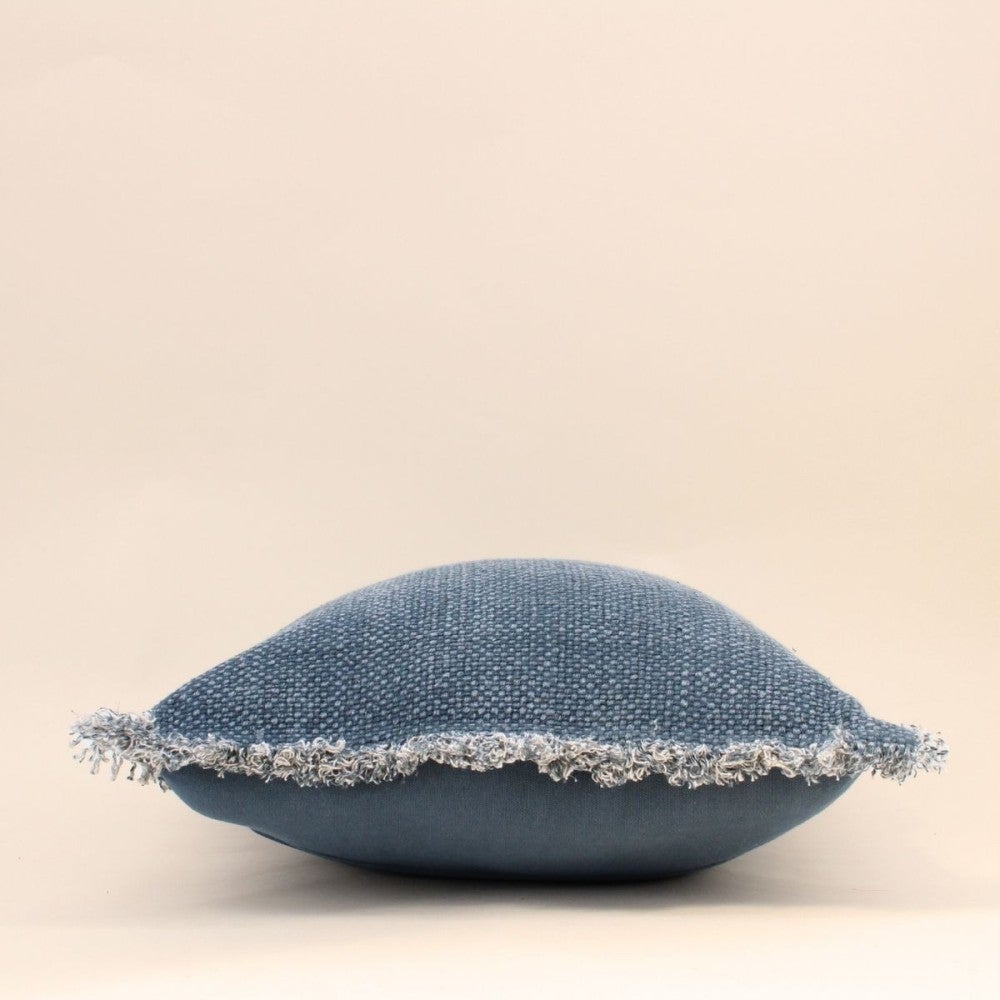 Coussin effet jean à franges 40x40cm - Ornami - 5
