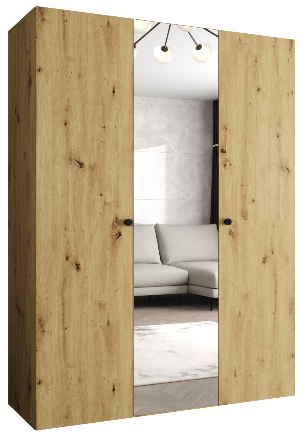 Szafa uchylna otwierana Parma 2 150 x 52 x 202 cm artisan + u. czarny Abiks Meble