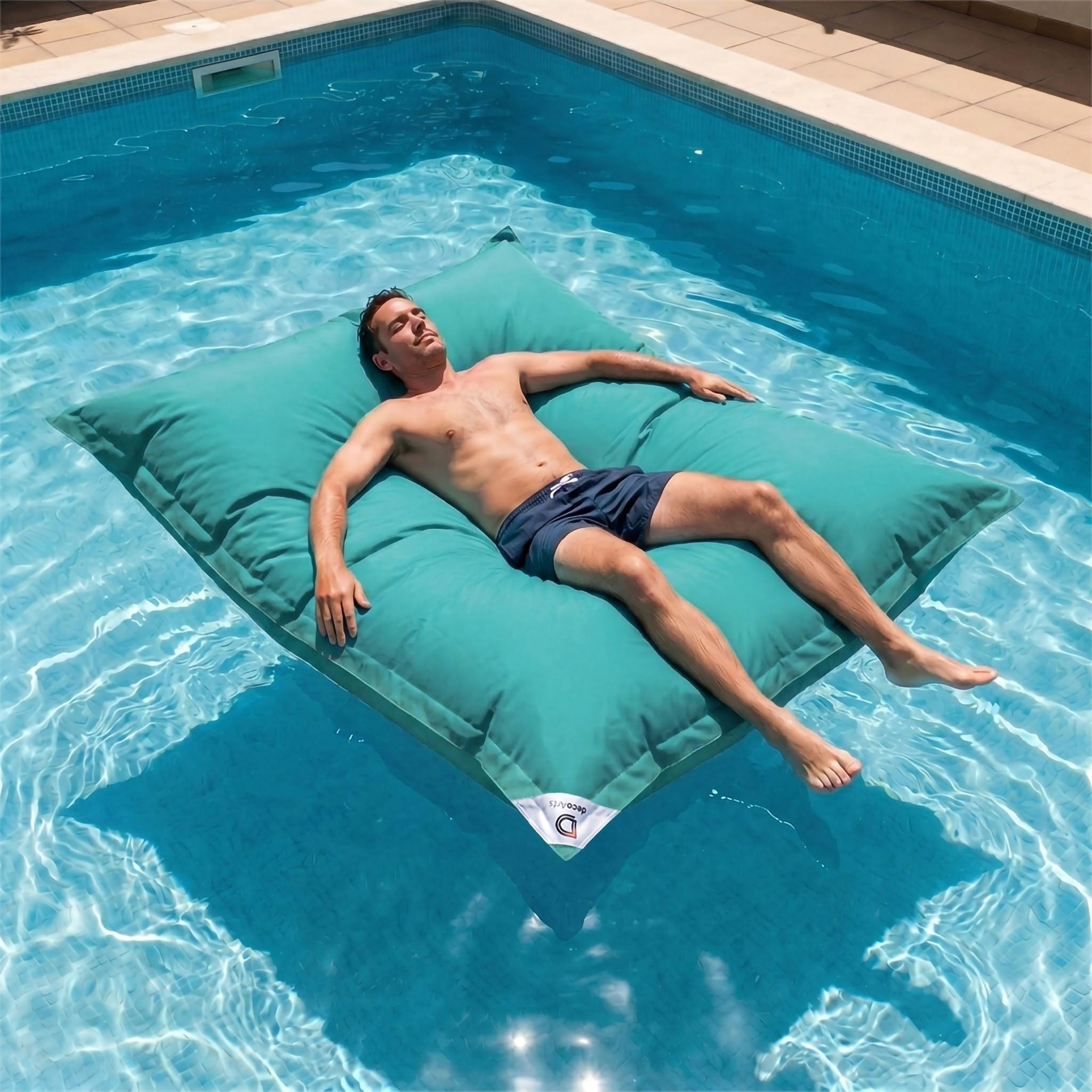Housse pour Pouf Géant XXL 180x140cm Flottant pour Piscine - Bleu Caraïbes - 6