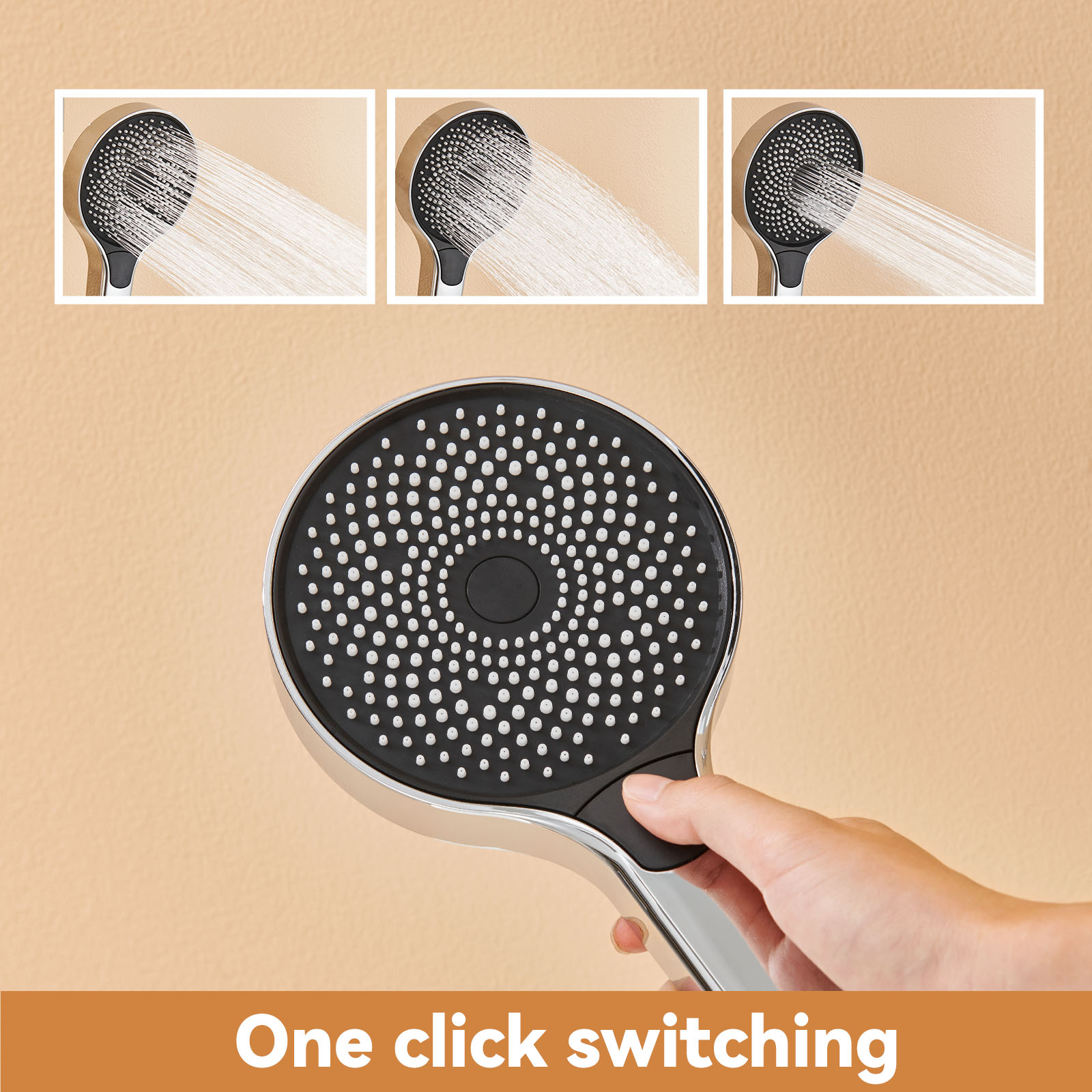Colonne de Douche Mécanique Chromé,Ensemble Douche Ronde,Tête Douche10 Pouces,Douchette avec 3 Jets D'eau,Hauteur Réglable103-139 cm,EU Modèle - 2
