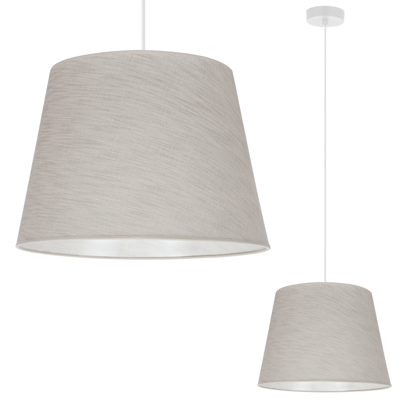 Lampa sufitowa wisząca Len L02 biała boho 1xE27 abażur stożek 38cm jasny beż Light Home LH