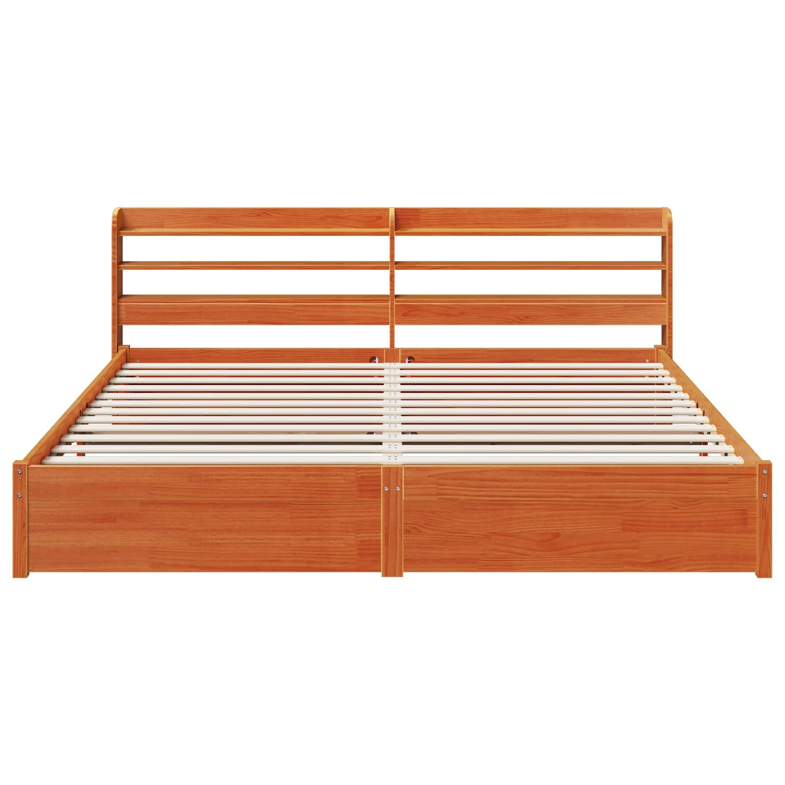 Cadre de lit marron en bois de pin massif, pour la chambre, 180 × 200 cm - 6
