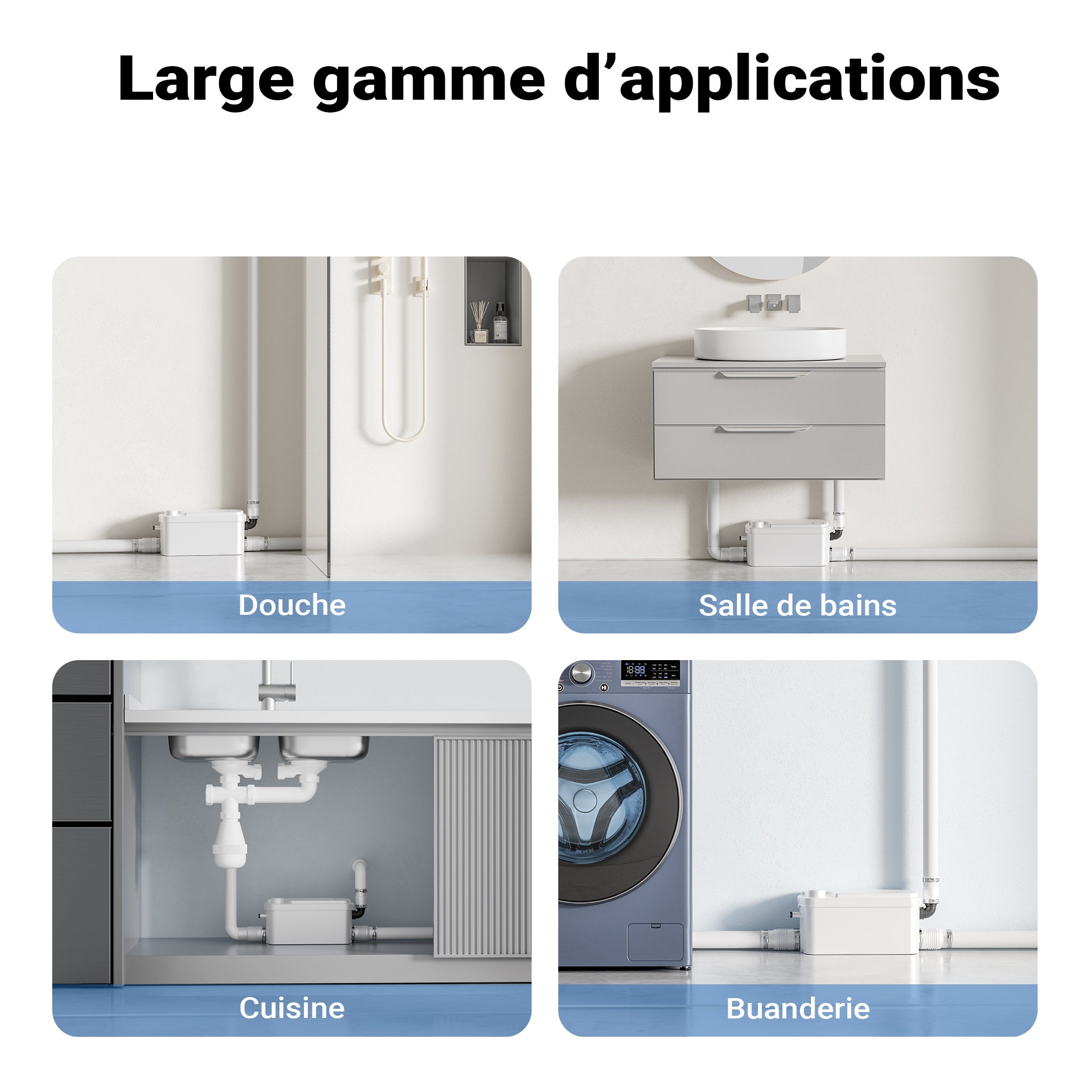 Pompe de relevage 3/1 compacte – 250 W – avec 3 entrées – Hauteur de refoulement max. 8,5 m – Eaux usées Eaux chargées Pompage – Station… XPOtool - 8