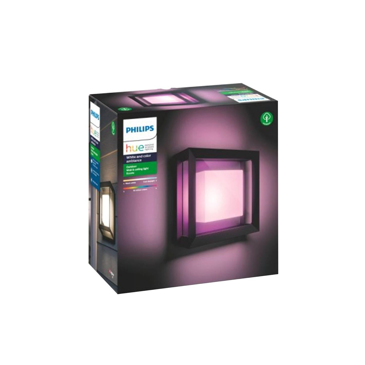 Lampada da parete per esterni Philips Hue White & Color ECONIC in alluminio nero, compatibile con Alexa, Google Assistant e Apple HomeKit. - 5