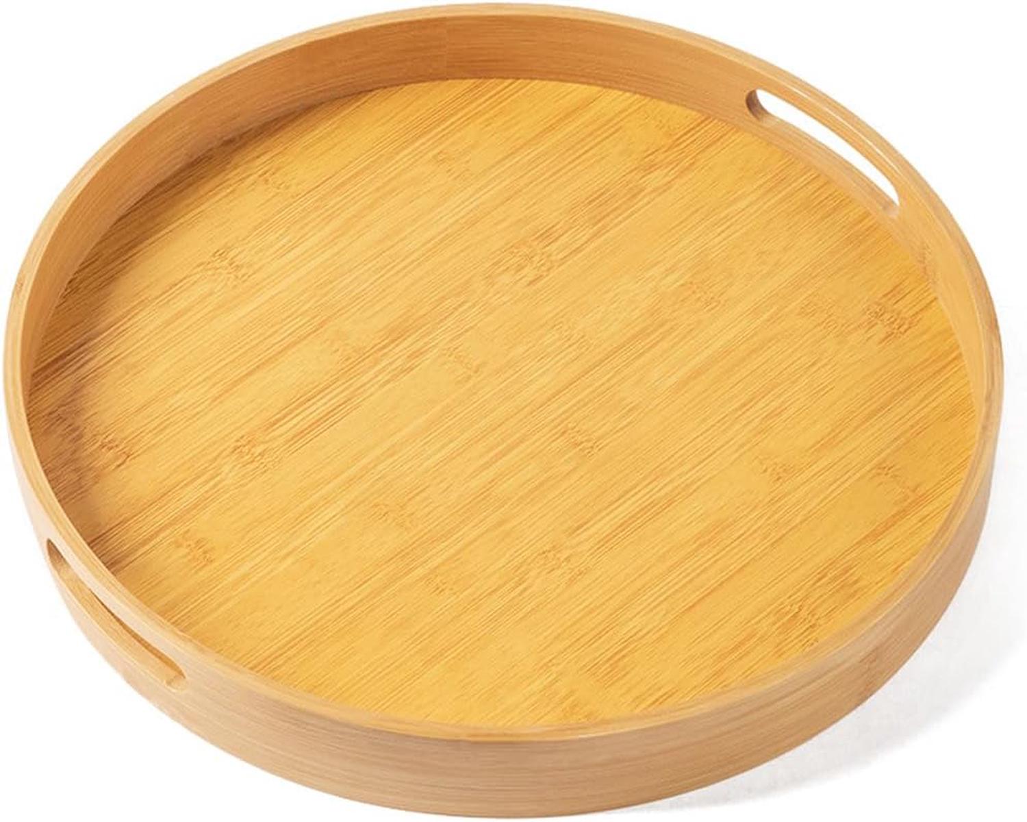 Plateau De Service En Bambou Avec Poignées - 30x20x4 Cm, Pour Thé, Petit- déjeuner, Rangement Plateau Avec Poignée