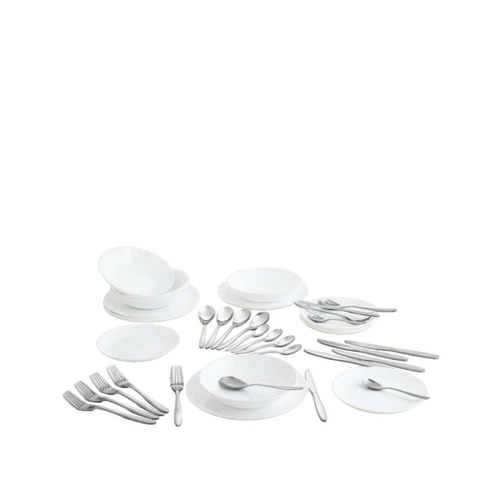 Luminarc Caja 18 Platos Opal Y 24 Cubiertos 27Cm Arcopal Zelie, Apto Microondas Blanco , Leroy Merlin