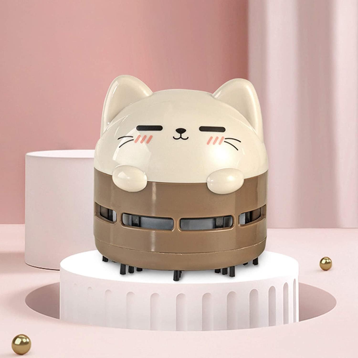 Uroczy odkurzacz biurkowy, miniaturowy odkurzacz biurkowy z możliwością ładowania przez USB, bezprzewodowy, obrotowy o 360°, z gąbką do usuwania okru