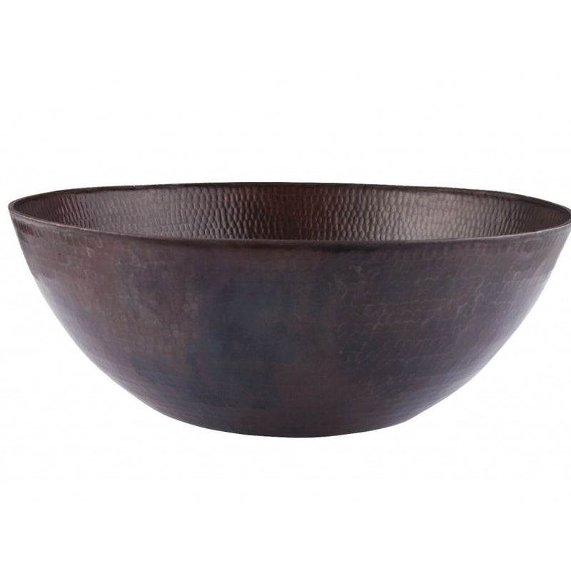 Miedziana umywalka nablatowa z Meksyku Tazon – Okrągła umywalka łazienkowa z ręcznie kutej miedzi 38,5x15,5 cm | Unikatowa miedziana umywalka