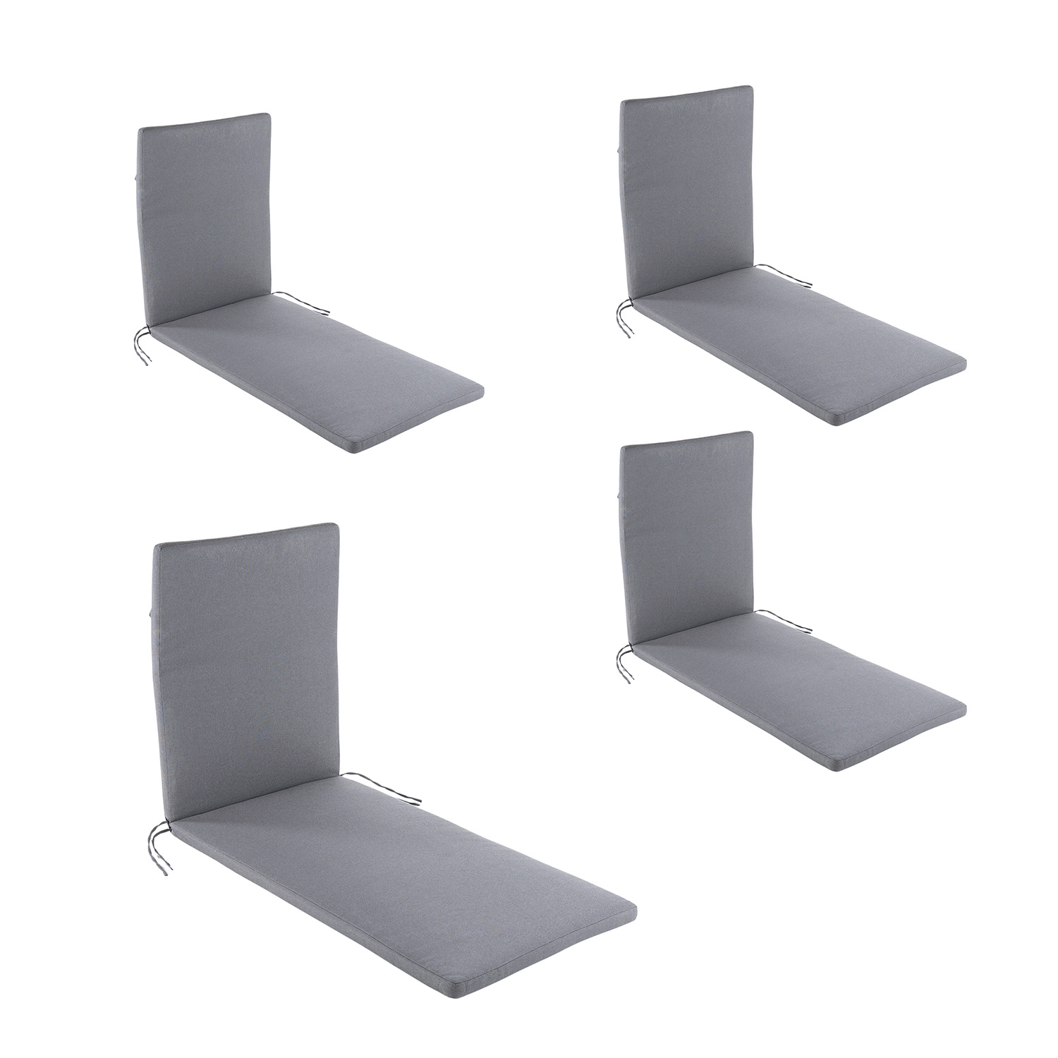 Pack de 4 cojines para tumbona olefin gris 196x60x5 cm