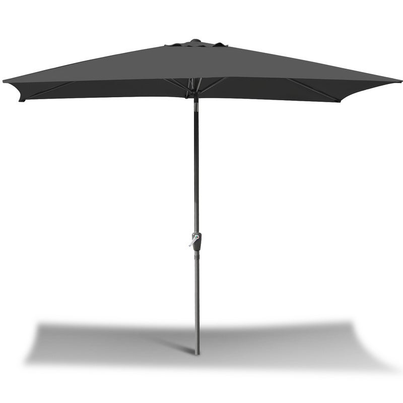 Parasol prostokątny 210x140 cm, UV30+, na balkon, taras i do ogrodu, z korbką, szary