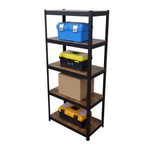 Lot De 2 Étagères Charges Lourdes 875 Kg - 5 Niveaux, 180x90x45 Cm, Garage Cave Atelier, Acier MDF Rouge