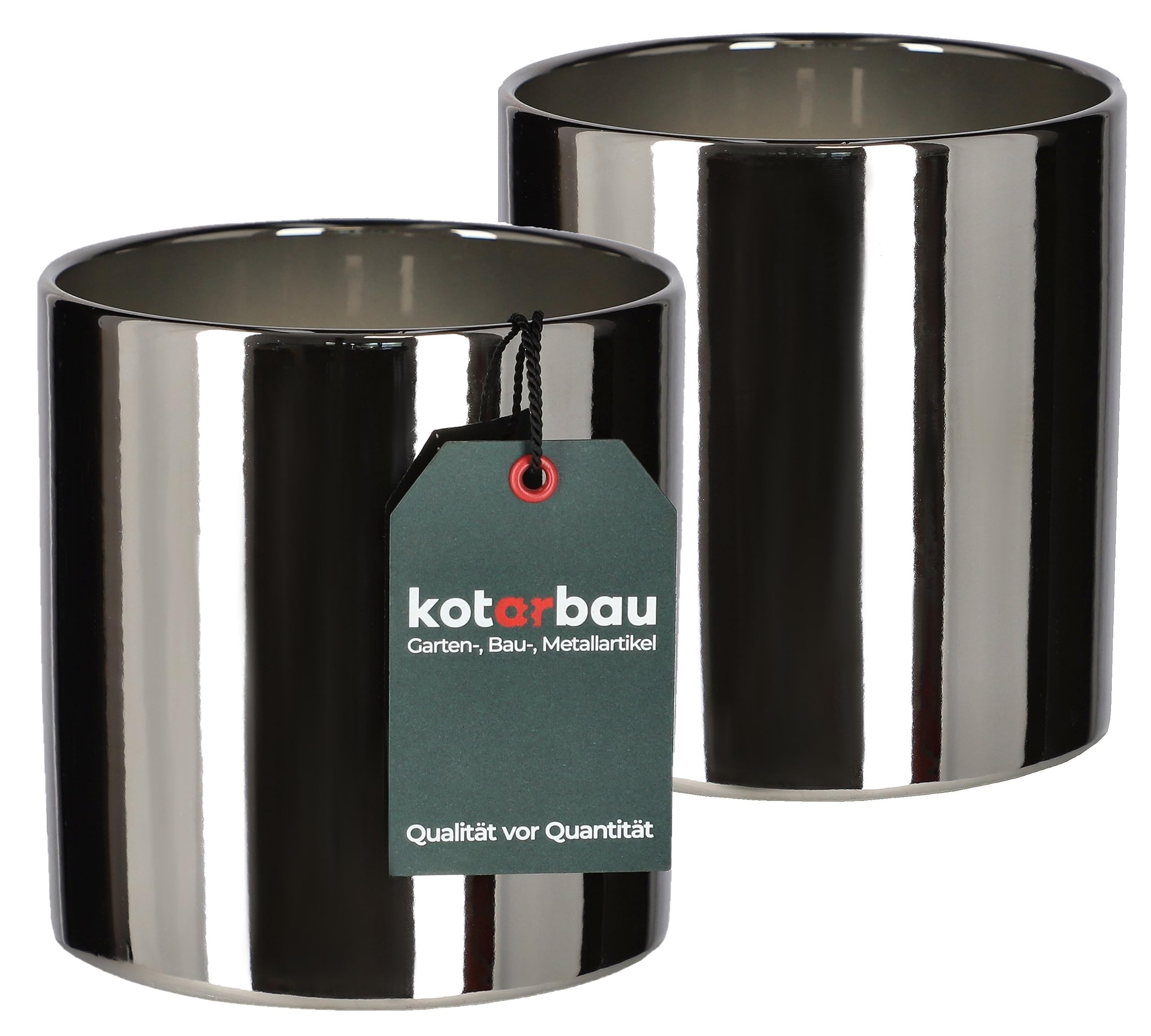 2x doniczka ceramiczna donica osłona cylinder ozdobna kwiaty rośliny czarna - KOTARBAU