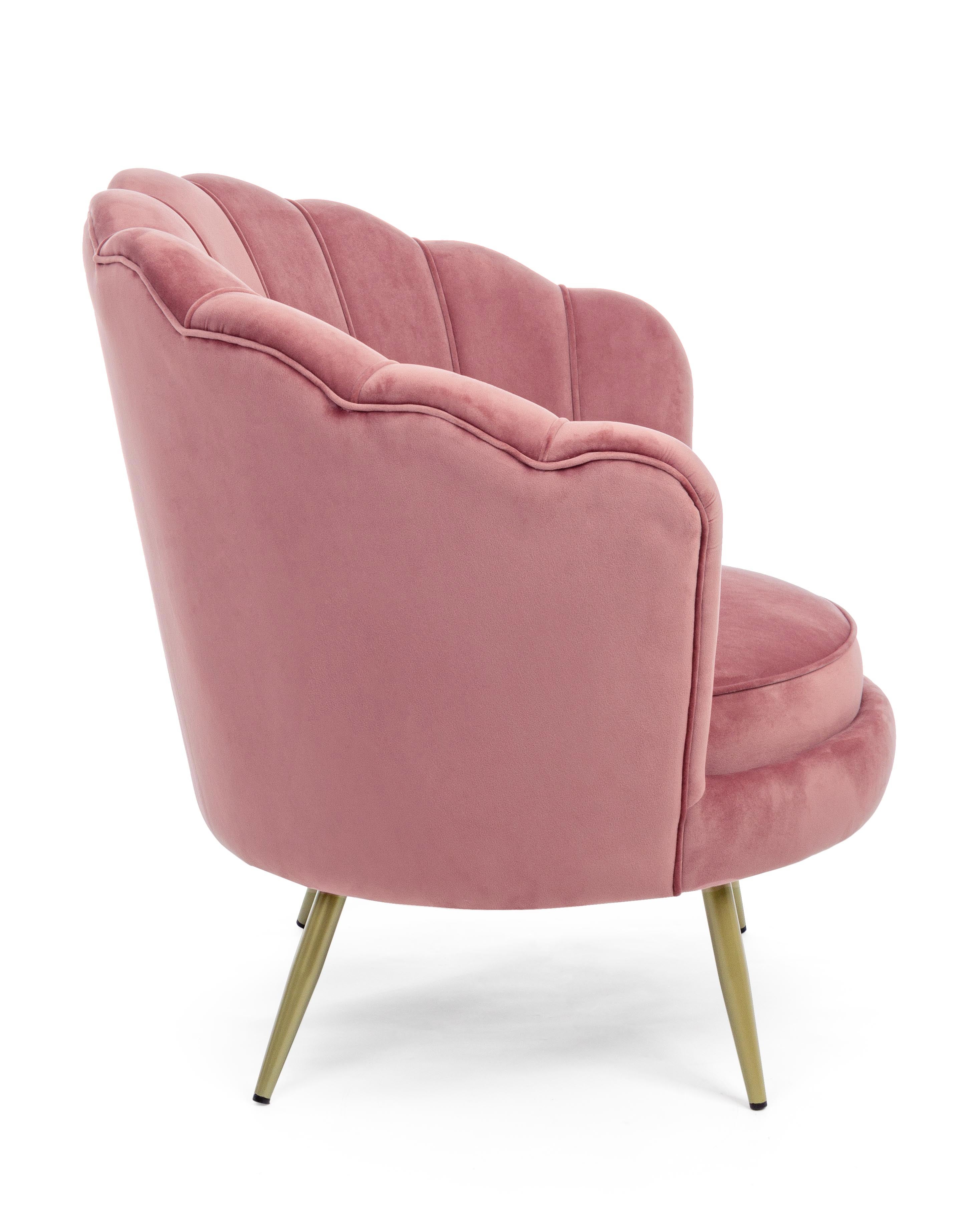 Giliola Fauteuil Elégant Velours Chaise Salon Moderne Rose Antique Bizzotto - 4