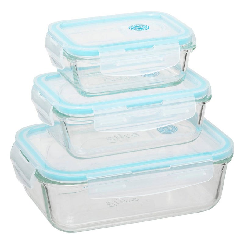 ZESTAW 3 POJEMNIKÓW SZKLANYCH zatrzaskowe pokrywy