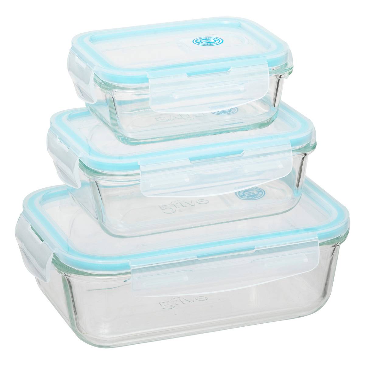 ZESTAW 3 POJEMNIKÓW SZKLANYCH zatrzaskowe pokrywy