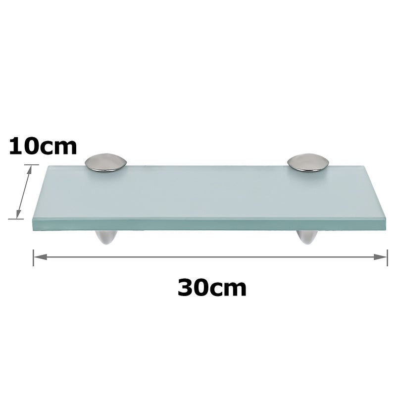 Mensola da parete in vetro, mensola da bagno in vetro 30 x 10 cm 8 mm satinato - 2