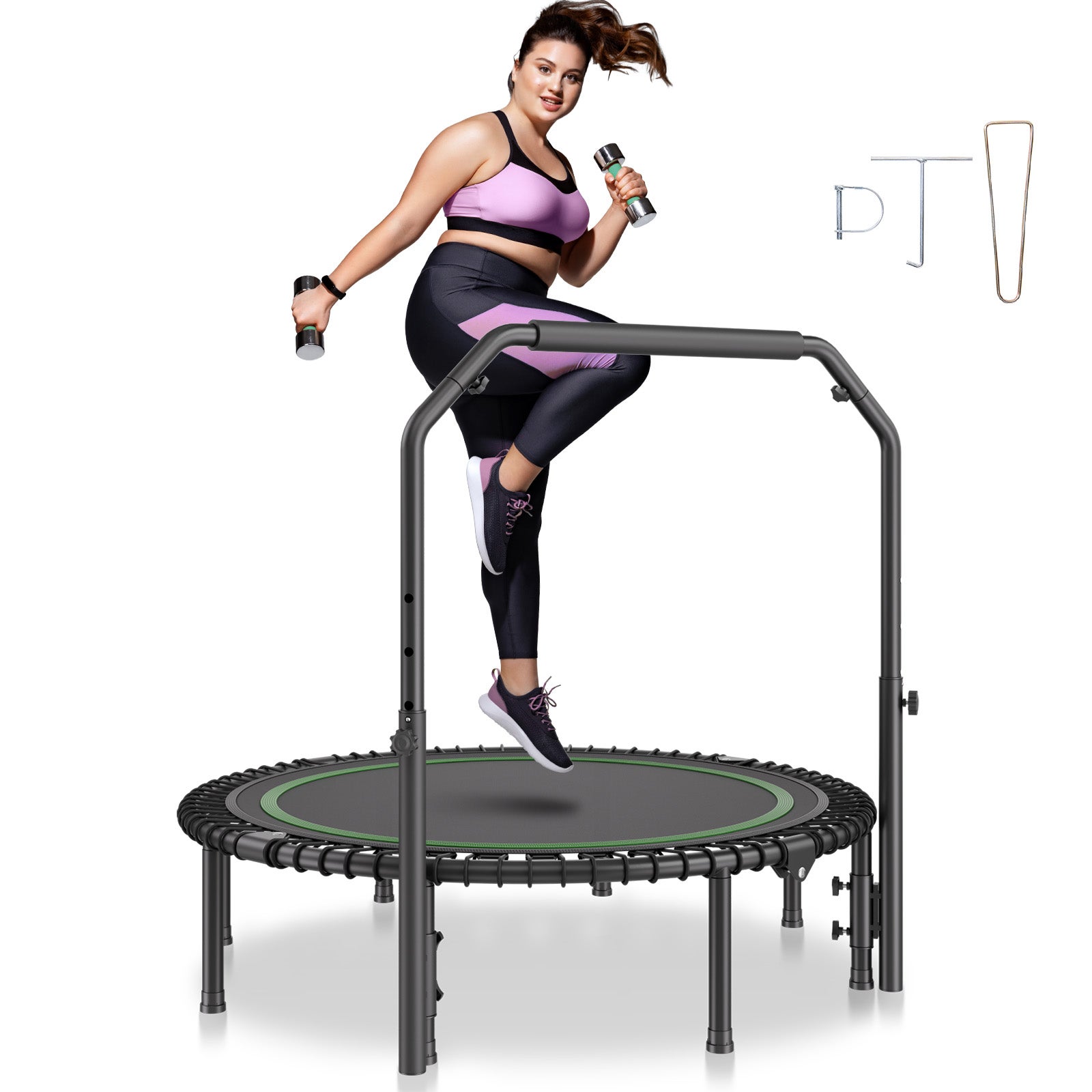 Składana mini trampolina fitness Rebounder treningowy dla dorosłych z uchwytem VEVOR
