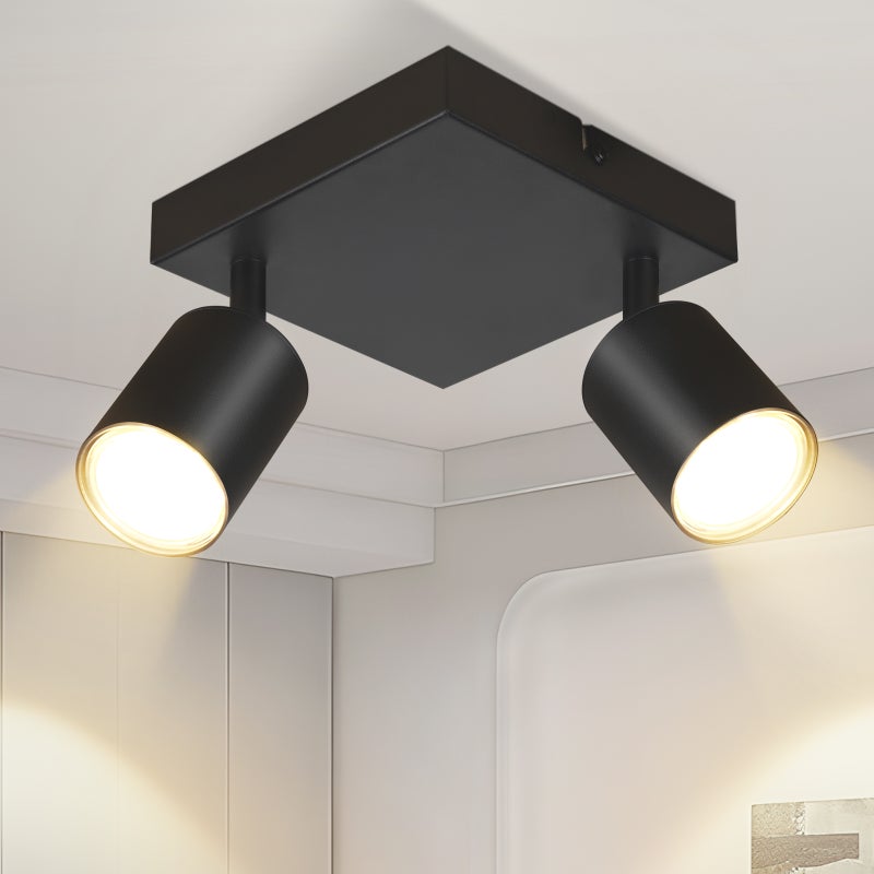 NETTLIFE Reflektorowa sufitowy Salon 2 żarówki Czarny GU10 Obrotowy nowoczesny Reflektorowa wewnętrzny do sypialni i kuchni