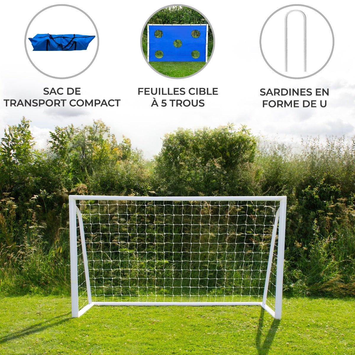 YARDIN Porta da calcio pieghevole 2 in 1, per bambini e ragazzi, porte da calcio, per giardino, bambini, 121 x 80 x 80 cm, 2 fori, 1 borsa per il trasporto