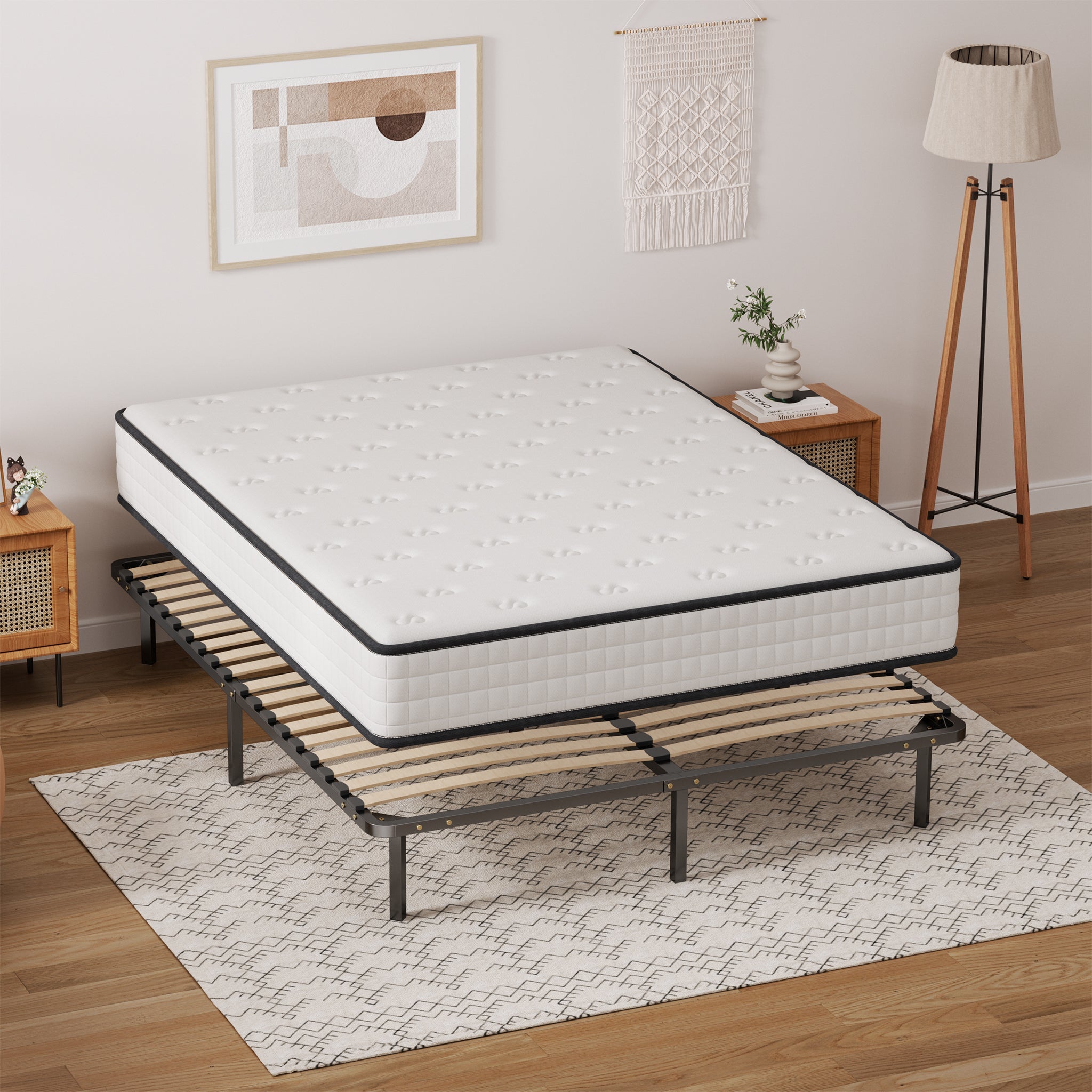 TEENO Ensemble Matelas en mousse + Sommier à Lattes 140x190cm, Epaisseur du Matelas 22cm - 4